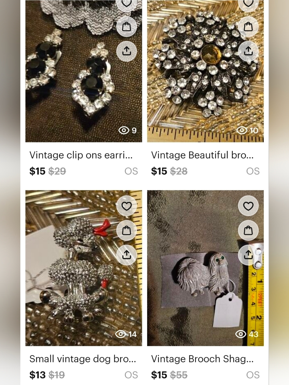 Vintage Bundle 3 Brooch 1 Clip On Earrings